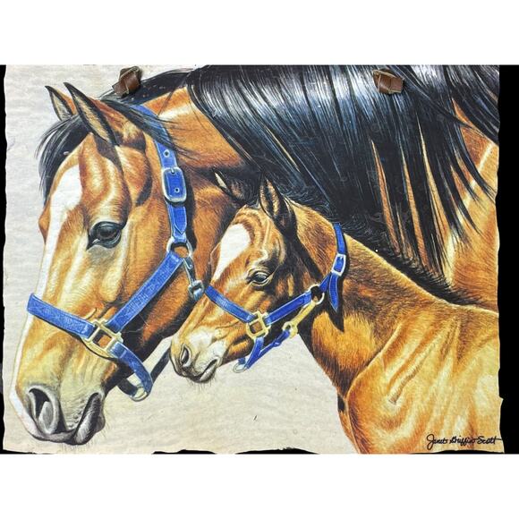 Evergreen Mother Horse and Foal Artist Palette Wall Hanging Slate Home Decor - Picture 3 of 5